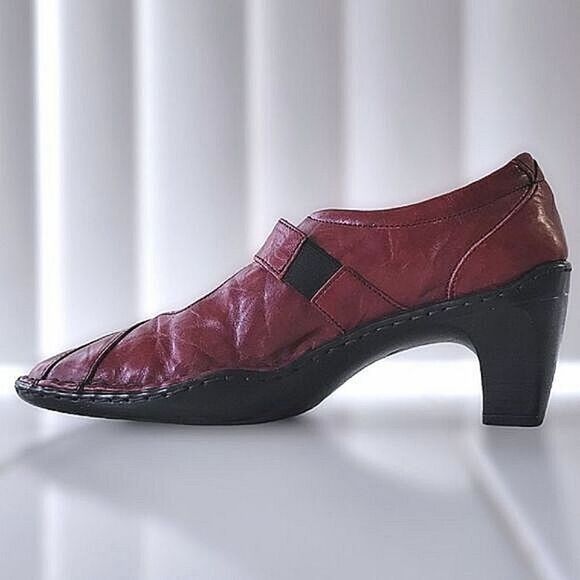 Joseph Siebel burgundy leather tapered square toe pumps - Picture 6 of 10